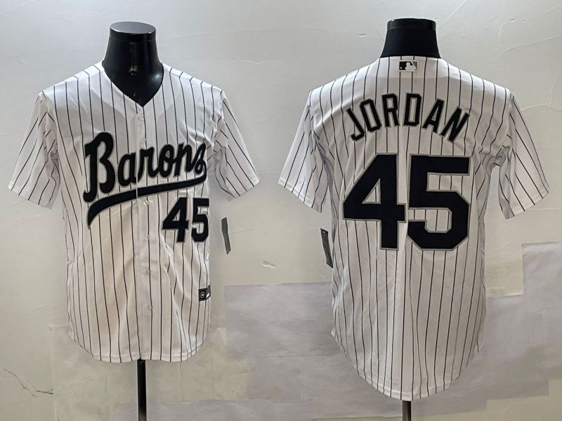 Men Chicago White Sox #45 Jordan White Stripe Throwback Game 2025 Nike MLB Jersey style 1